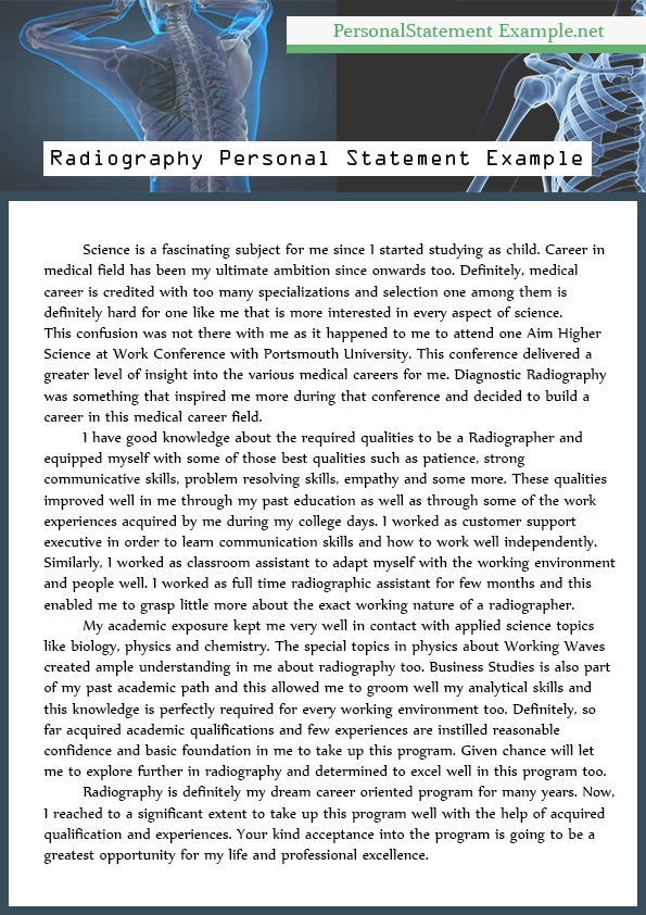 PERSONAL STATEMENT BAND 6 RADIOGRAPHER