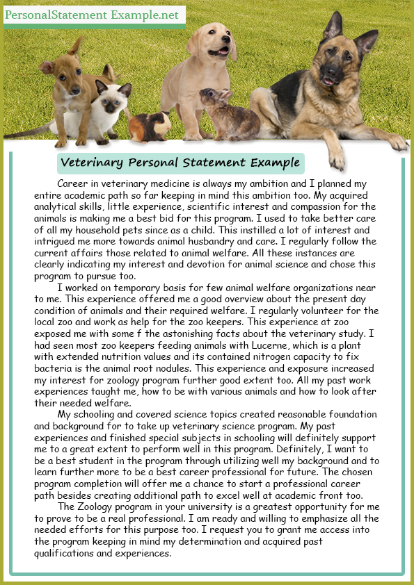 university personal statement examples veterinary medicine