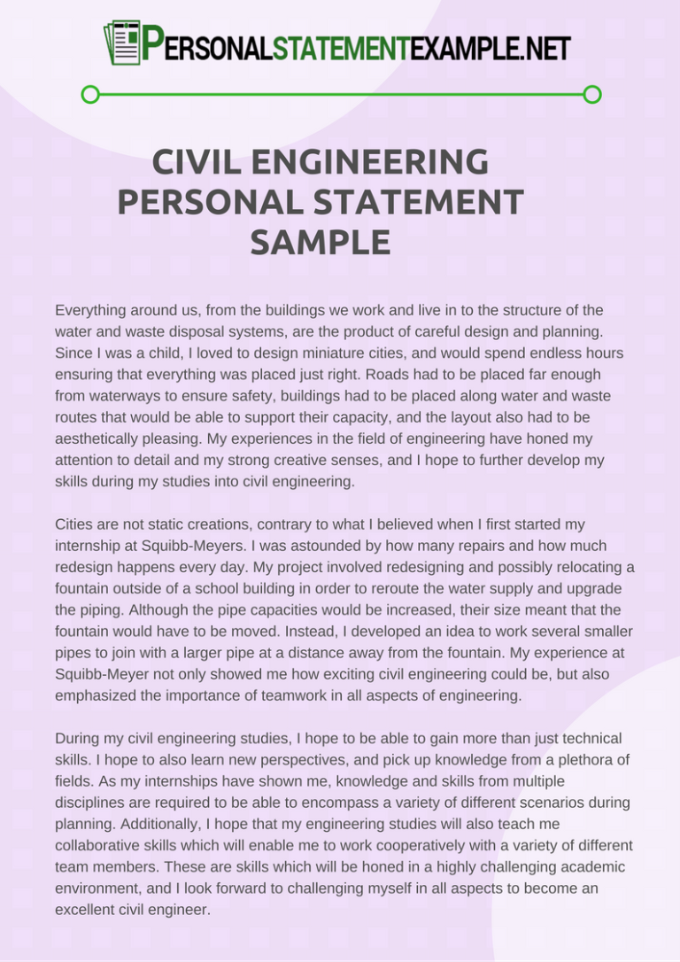 personal statement examples for civil engineering graduate school